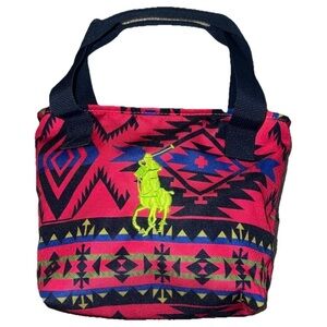 POLO RALPH LAUREN Rare SAMPLE Canvas Insulated Lunch Bag Big Pony Santa Fe Style